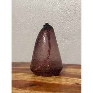 Vintage Hand Blown Amethyst Art Glass Oil Lamp 4.5x3 Controlled Bubble Cone Art